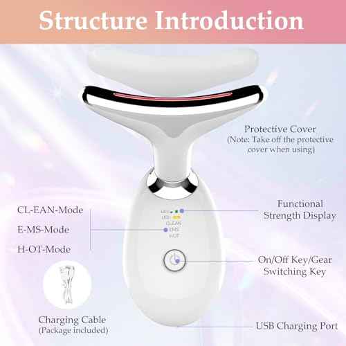 Red-Light-Therapy-for-Face and Neck Massager,7 Colors Womens Skin Rejuvenation Lifting Facial Massager Tool,Lymphatic Contour Massager Face for Toning,Glow Boost