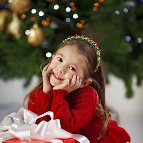 WOVOWOVO Christmas Headbands for Women Girls Red Bell Hairband for Women's hair Green Fashion Headband Christmas festive Gifts Hair Accessories, 2 Pieces