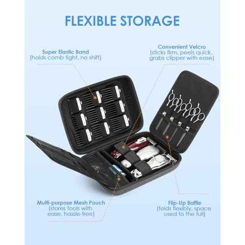 Hard Hair Clipper Case, Barber Case for Clippers and Supplies, EVA Hair Tools Travel Bag for Surker/Wahl/Andis Men Razor Guard Grooming Kits, Barber Accessories, Black (Bag Only)