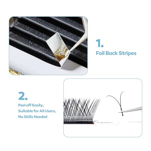 DeceMars Two Tip YY Eyelash Extensions Supplies D Curl 0.07mm Thickness 11mm Soft Lash Trays Premade 4D Easy Fan Y Shaped Volume Clusters Wispy Eye Lashes Black (YY,0.07-D-11mm)