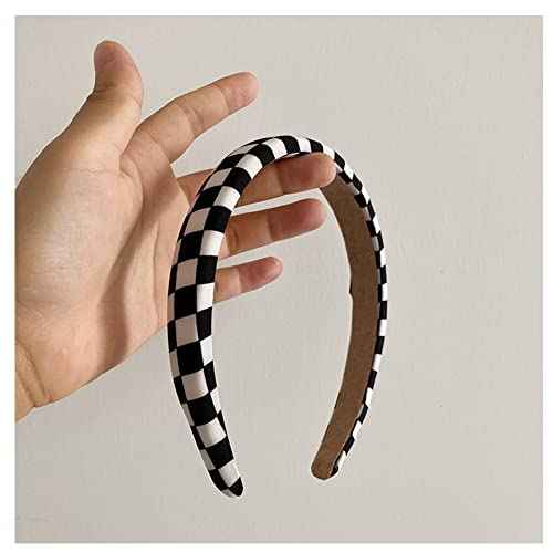 ZAHSY Checkered Padded Headband Checkerboard Headbands Black and White Headbands for Women Sponge Puffy Headband Head bands Christmas Hair Accessories Buffalo Check Hairbands