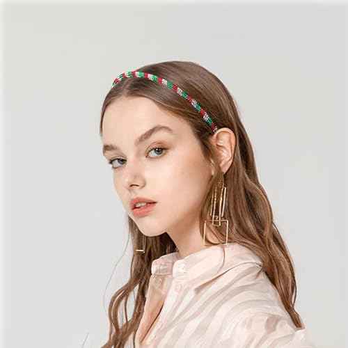 Soochat Christmas Rhinestone Headbands Xmas Crystal Hairband Merry Christmas Headband Hair Hoop Holiday Party Hair Accessories for Women Girls