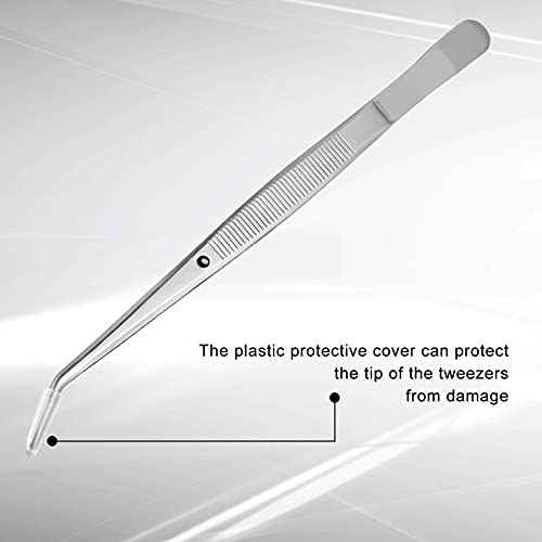 Honoson 10 Pcs Stainless Steel Tweezers for Crafting with Curved Serrated Tip Multipurpose Forceps Sewing Machine Tweezers Bulk (Silver)