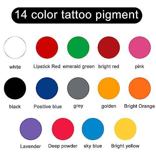 BaodeLi 14 Color 30 ml Tattoo Ink Kit with Microblade Paint and UV Ink - Dynamic Ink Set for Tattoo Equipment and Gun - Includes Green Soap