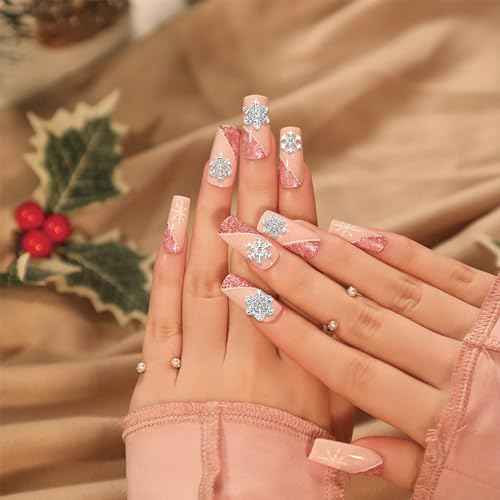 SILPECWEE 36pcs Silver Snowflake Nail Charms Jewels 3D Flat-back Nail Rhinestone Charms Alloy Christmas Charms for Nails Hollow Nail Studs Nail Art Decoration for DIY Salon Nail Accessories