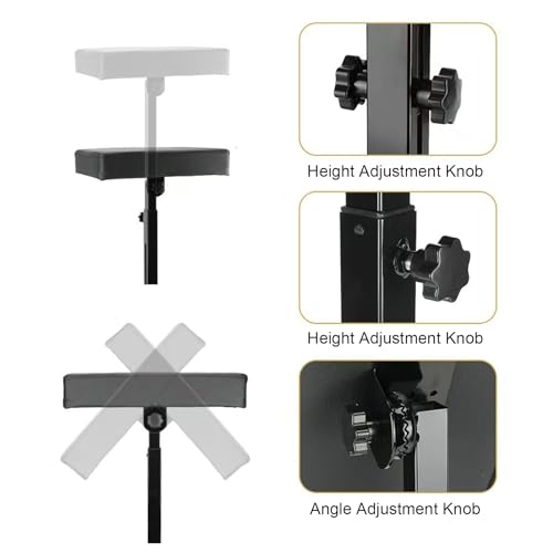 WZPB Tattoo Armrest Stand, Tattoo Arm Rest Stand Adjustable, Tiltable Thickened Black Leather Cushion, Stable Four Corner Base, Portable Tattoo Armrest for Studio Salon Tattoo
