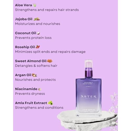 Night Hair Serum for Split Ends & Frizz Sunset Restore + Hair Serum | Leave-In Overnight Repair with Niacinamide & Protein | Strengthens, Smooths & Hydrates (3.4 oz)