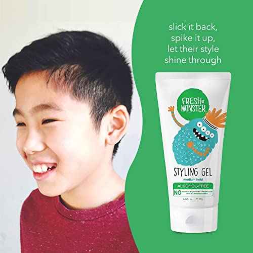 Fresh Monster Kids Hair Styling Gel, Medium Hold Alcohol-Free, Natural Hair Gel for Kids & Toddlers (6oz.)