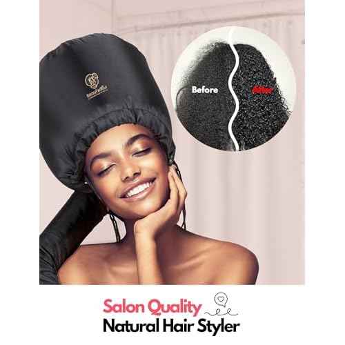 BEAUT'E SEOUL Bonnet Hair Dryer Attachment ? Large Soft Hood for Handheld Blow Dryers, Deep Conditioning Cap for Natural Curly Hair, Quick Drying & Hair Treatment