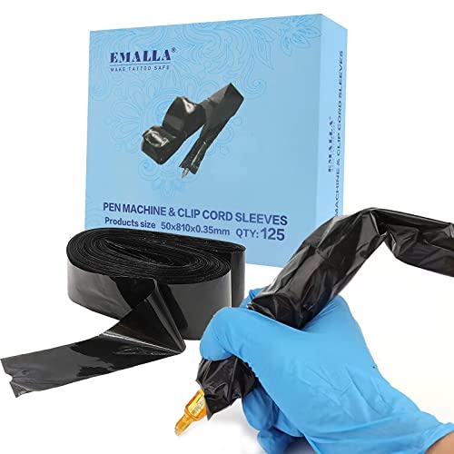 125pcs Pen Bags - Tattoo Cord Sleeves Black Clip Cord Covers Wrap