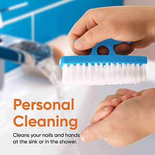 Superio Nail Brush Cleaner with Handle - Durable Brush Scrubber To Clean Toes, Fingernails, Hand Scrubber All Surface Cleaning, Blue Heavy Duty Scrub Brush Stiff Bristles, Easy To Hold