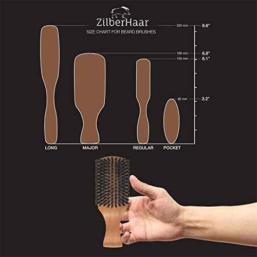 ZilberHaar Major Hair & Beard Brush for Men - Boar Bristles and Pearwood - All Beard and Hair Types - Made in Germany