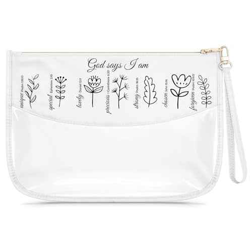 Christian Gift for Girl Clear Makeup Bag Inspirational Gifts for Women Friends Religious Bible Verse Present for Mom Her Friend Cosmetic Bag Birthday Easter Baptism Faith Present Travel Pouch