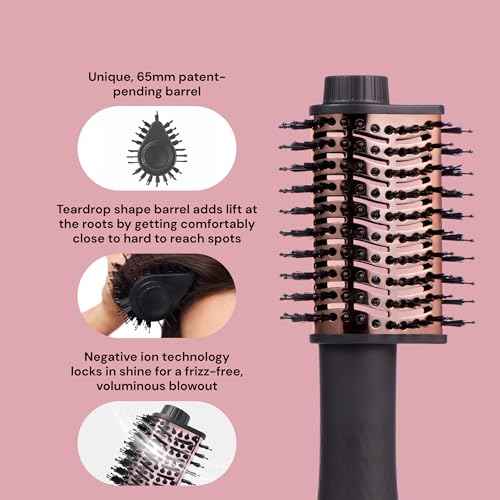 L'ANGE HAIR Le Volume Elev? 65MM 2-in-1 Titanium Brush Dryer | Dry and Style | Unique Teardrop Shape Barrel | 3 Heat Settings | 360¡Æ Vented Airflow | Ionic Technology for Frizz-Free Styling (Black)
