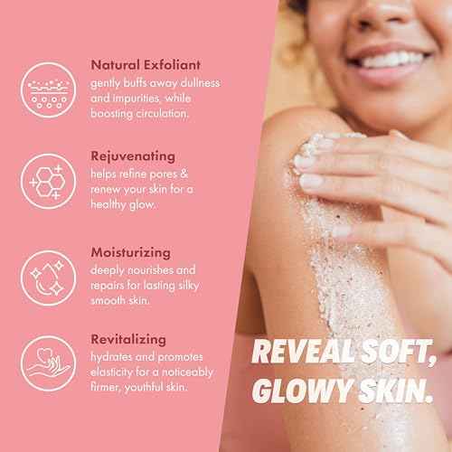 Rose Petal Scrub Foot & Body Exfoliator Infused with Vitamin E and Rose Natural Exfoliating Sugar Body Scrub for Toning Cellulite Skin Care by Handmade Heroes Body Skincare Stocking Stuffers