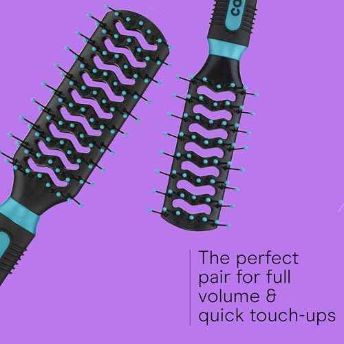 Conair Grip & Lift Vent Hairbrush 2PK, Full-Size and Mid-Size Brush Set, Nylon Bristle Hairbrushes for Blowout Styling, Value Pack