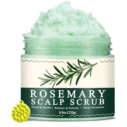 Scalp Scrub, Scalp Exfoliator with Rosemary & Mint, Hair Treatment for Itchy Scalp, Dandruff & Buildup Removal, Scalp Treatment with Scalp Massager for Detox & Nourishment / 8.8oz