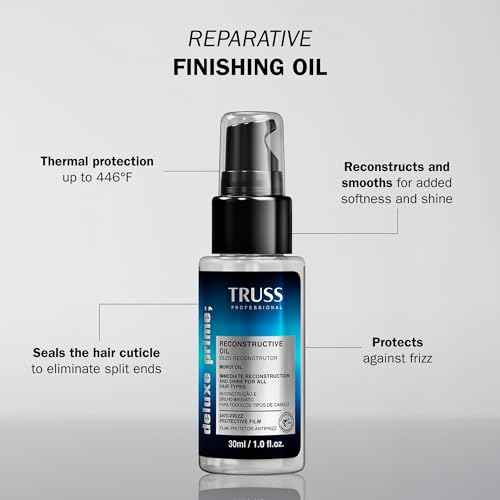 TRUSS Deluxe Prime Reconstructive Hair Oil for Damaged Hair - Split End Repair Treatment with Heat Protection & Frizz Control - Seals Cuticle for Strength & Softness (1 Fl oz)
