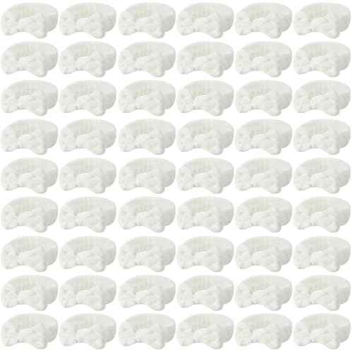 Tigeen 52 Pieces Spa Headband for Washing Face Bulk Soft Coral Fleece Skincare Headband, Bow Makeup Cosmetic Hairband Fluffy Shower Spa Essentials for Girls Women Slumber Supplies(White,Solid Series)