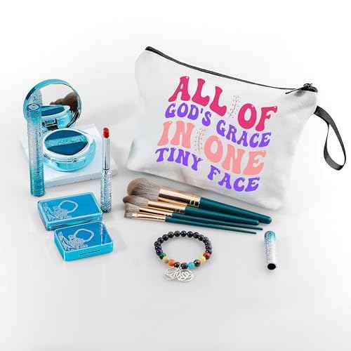 God Daughter Gifts for Girls - All Of God's Grace In One Tiny Face - Small Cosmetic Makeup Makeup Travel Organizer - Teacher & Friendship Motivational Gifts
