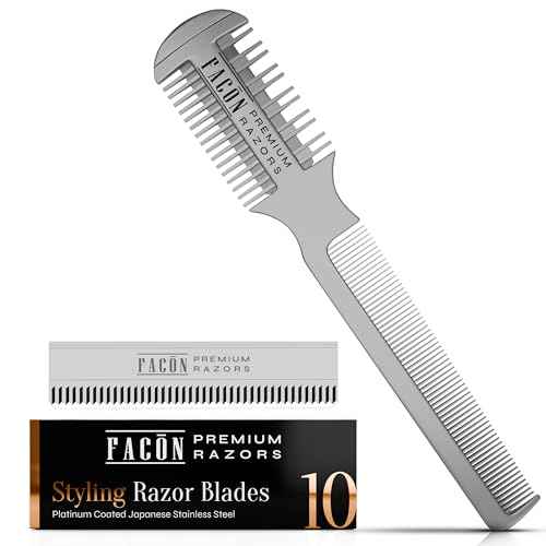 Fac?n Razor Comb for Hair Cutting - Professional Hair Cutting Comb Kit with 12 Replacement Blades, Double Edge Shaper for Salon & Home, Premium Styling Thinning Texturizing Split Ends Trimming Razor