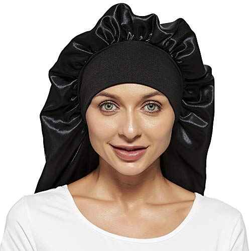 2 Pcs Silk Bonnet for Women Satin, Soft Elastic Band Silky Sleeping Cap Big Bonnets for Braids