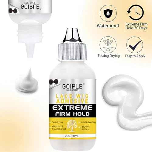 2 OZ Wig Glue for Lace Front Wigs, Waterproof Lace Hair Glue for Wigs, Fast Dry Lace Bond Strong Hold Transparent Laces Adhesive for Hair Replacement (60ML)