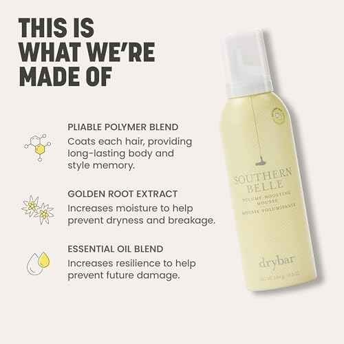 Drybar Southern Belle Volume - Boosting Mousse | Prevents Frizz & Damage, Smoothes Hair, and Provides Shine for Long-Lasting Body & Style