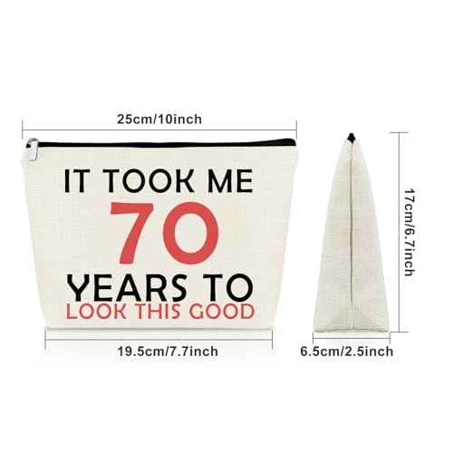 Sazuwu 70th Birthday Gifts for Women Travel Makeup Bags Cosmetic Organizer Bag Ladies Birthday Gifts 70 Years Old Ideas Birthday Gifts for Women Turning 70 It Took 70 Years to Look This Good