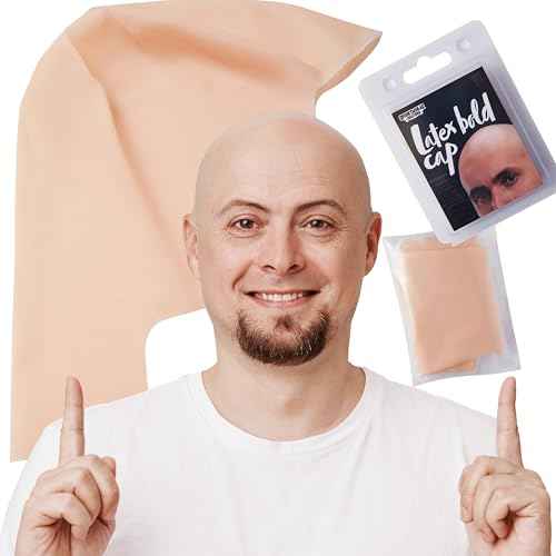 Spooktacular Creations Halloween Bald Cap for Men Women Halloween Costumes, Latex Bald Head Wig Cap for Adults Costume, Makeup Costume Accessories, Old Men Balding Cosplay Dress Up Prop