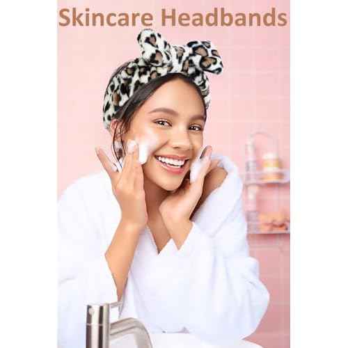 Spa Headband for Women Washing Face Girls Skincare Headbands Makeup Cheetah Print Leopard Face Wash Head Band Animal Print Christmas Gifts for Teen Girls