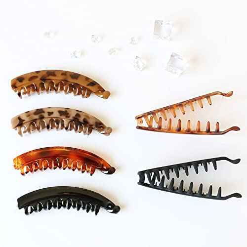 Banana Hair Clips and Clinchers - Fishtail Ponytail Holders, Thick/Fine Hair Combs, Banana Clips and Barrettes for Girls (5 Pcs)