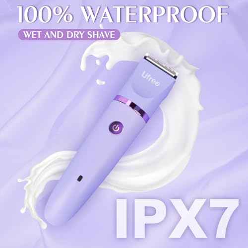 Ufree Bikini Trimmer Electric Razors for Women, Rechargeable Pubic Body Hair Trimmer Electric Shaver for Legs Body Hair, Bikini Shaver IPX7 Waterproof, Gifts for Women, Purple