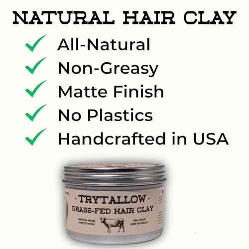 Natural Hair Clay Pomade - All Natural Hair Styling Clay for Men and Women Made With 100% Real Ingredients that Promote Hair and Scalp Health. Medium Hold, Matte Finish.