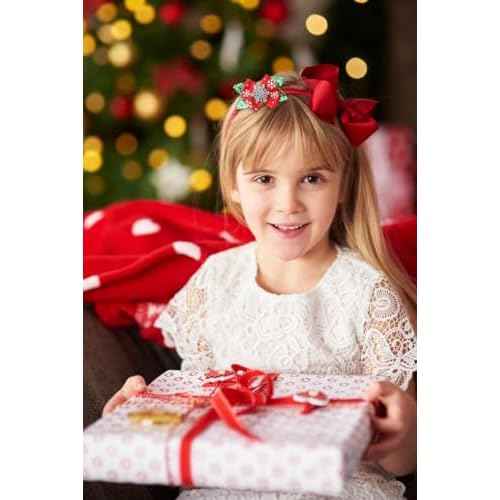 ALIBBON 8 Pcs Christmas Hair Bows for Girls, Glittering Christmas Tree Snowflake Hair Clips for Woman, Reindeer Hairpins for Kids, Christmas Hair Accessories for Holiday Party Supplies