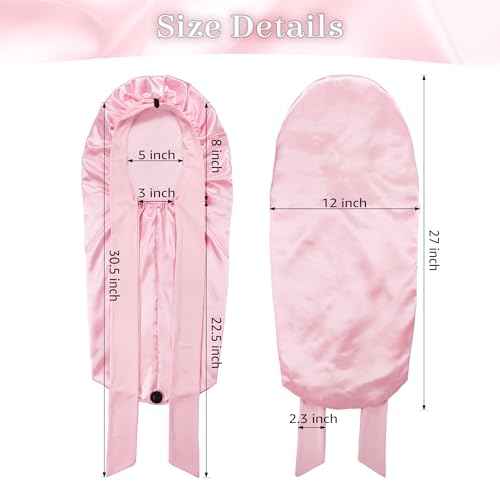 ROYBENS Long Bonnet Satin Hair Silk Bonnet for Sleeping Women, Silky Bonnets for Women with Tie Band, Sleep Cap for Braids Curly Hair