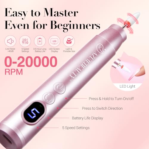 AZUREBEAUTY Dip Powder Nail Kit with Electric Nail Drill 24 Colors White Nude Glitter Nail Powder Starter Kit with Dip Liquids Base Top Coat Activator Portable Manicure French Nail Art Essential Set