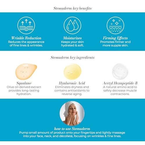 Stemuderm Face & Eye Cream - Anti Aging Skincare - Daily Moisturizer for Fine Lines, Wrinkles & Eyebags - Supports Natural Collagen Production & Elastin - Organic Plant Based Stem Cells - 1.75 fl oz