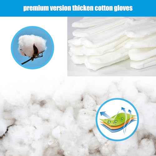 7 Pairs White Cotton Gloves, Breathable Cotton Gloves for Dry Hands Sleeping, Washable Eczema Moisturizing Glove Overnight for Women Men, Christmas Wedding Costume Work Glove for Serving Inspection