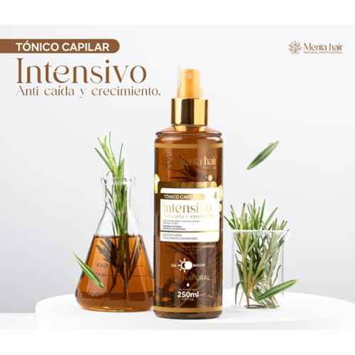 Tonico capilar anticaida y crecimiento con romero y jengibre Menta Hair - Vegan Natural Extracts - Horsetail, Moringa, Rosemary, Chamomile extract ? No Parabens 250ml Artesanal
