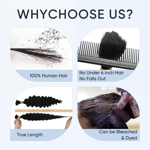 Human Braiding Hair for Boho Braids,150g 18 Inch 3 Bundles Ombre Deep Water Wave Bulk Boho Curly Human Hair Bundle for Braiding,1b/30 Highlight No Weft Wet and Wavy Knotless Braiding Hair Extensions