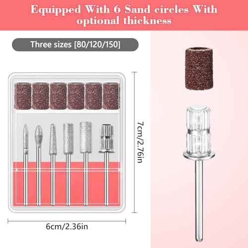 12Pcs Nail Drill bits Set,Professional Nail Art Tools Set for Acrylic Art,with 6 pcs Sanding Bands for Manicure & Pedicure Crystal Nail Files,Perfect for Nail Salons & Beauty