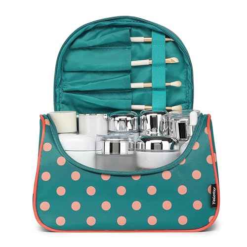 Yeiotsy Travel Cosmetic Bag ? Polka Dots Makeup Travel Organizer, Hanging Toiletry Bag for Women