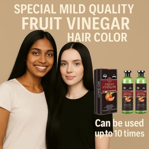 Fruit Vinegar Hair color | Ammonia Free | Gray Coverage | Non-Staining | Long-Lasting | 33.8 fl oz |1000 ml | Unisex Hair Color | Natural Black