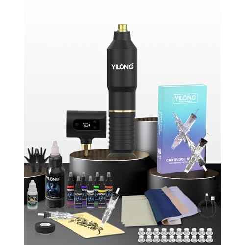 YILONG Wireless Tattoo Kits - Henna Tattoo Kit Machine with 1400 mAh Power Supply, Tattoo Gun Kit for Beginners