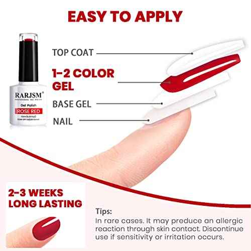 RARJSM Black White Gel Nail Polish Red Nail Polish Set Soak Off Gel Polish 3PCS 7.5ML UV LED Curing Required NailPolish Nail Art French Manicure DIY at Home