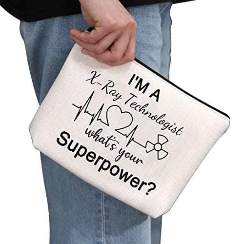 G2TUP Radiologic Technologist Gift X-Ray Tech Makeup Bag I'm a X-Ray Technologist What's Your Superpower Cosmetic Bag Future X Ray Technician Ray Tech Graduation Gift (X-Ray Technologist White Bag)
