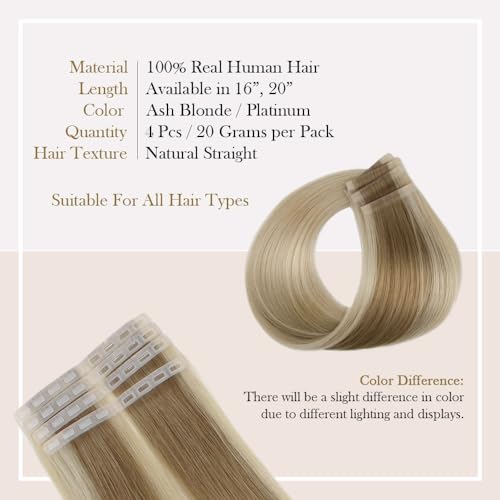 ZIPLOOKS | Ombr?age Hair Extensions | Human Hair Extensions | Ombre Ash Blonde to Platinum Balayage Highlights with ZTool Application, Damage-Free Hair & Scalp, 16 Inch, #18/60, 4 Pcs 20g