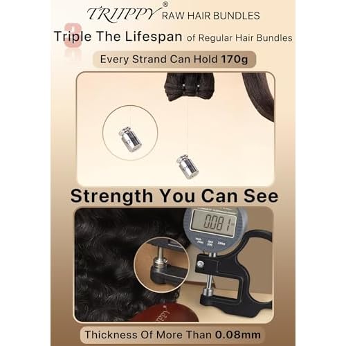 TRIIPPY Real Raw Sea Wavy Bundles Human Hair,100% Cambodian Raw Hair Sew-In Weave Single Bundle,Triple The Lifespan Over Regular Virgin Hair Bundle,No.1 Raw Hair Brand On Amazon(14 Inch)