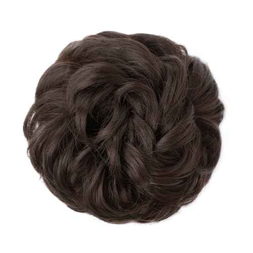 MORICA Messy Bun Hair Piece Curly Fake Hair Bun Scrunchies Extensions Synthetic Chignon Updo Hairpieces for Women Dark Brown